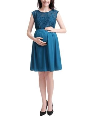 Kimi + Kai Kimi + Kai Maternity Kimi + Kai Adell Lace Trim Skater Dress - Blue