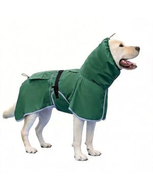 Aronkl Adjustable Hooded Raincoat For Medium Large Dogs - Green