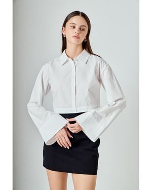 Endless Rose Poplin Wide Sleeve Short Dress Shirt - Gray