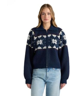 NVLT Fair Isle Full-zip Raglan-sleeve Jacket - Blue