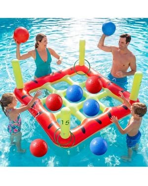 Gnuadz 2 In 1 Inflatable Tic Tac Toe Ring Toss Game Set - Blue