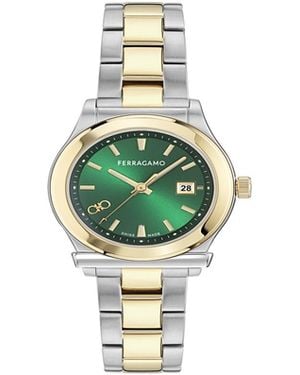 Ferragamo Two-tone Stainless Steel Bracelet Watch - Green