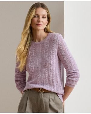 Ralph Lauren Long Sleeves Pointelle-knit Sweater - Purple