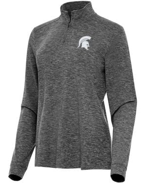 Antigua Michigan State Spartans Mentor Long Sleeves Quarter-zip Mock Sweatshirt - Gray