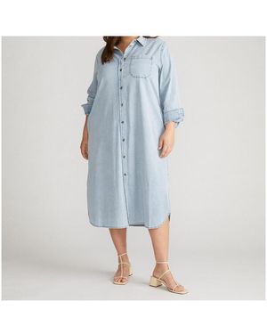 UNIVERSAL STANDARD Odeon Stretch Cotton Chambray Shirtdress - Blue