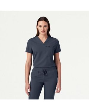 Jaanuu Rhena 1-pocket Slim V-neck Scrub Top - Blue