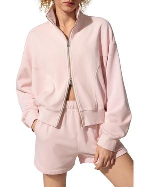 LILYSILK Silkerry Oversized Heirloom '89 Zip Stand Collar Jacket - Pink