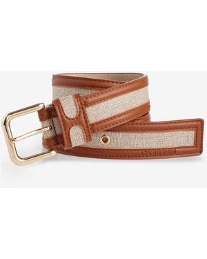Giani Bernini Fabric Inlay Metal Buckle Pant Belt - Brown