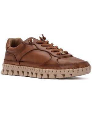 Xti Leather Lace-up Carmela Collection Sneakers - Brown