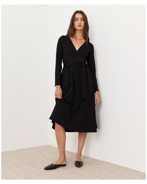 Pact Organic Cotton Fit & Flare Faux Wrap Dress - Black