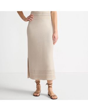 Lands' End Cotton Pointelle Sweater Maxi Skirt - Red