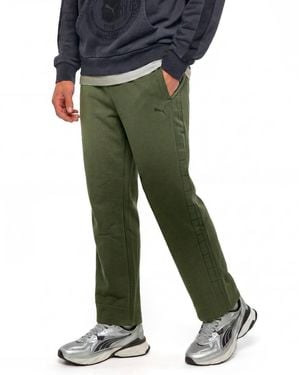 PUMA Tartan Wide-leg Solid Pants - Green