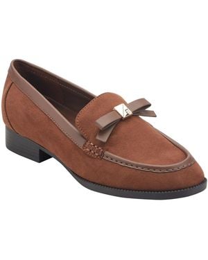 Bandolino Ladeeda Bow Block Heel Dress Loafers - Brown