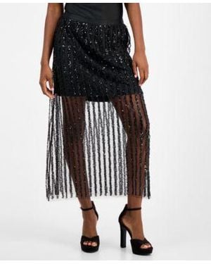 And Now This Now This Sequin Stripe Maxi Skirt Macys Exclusive - Black
