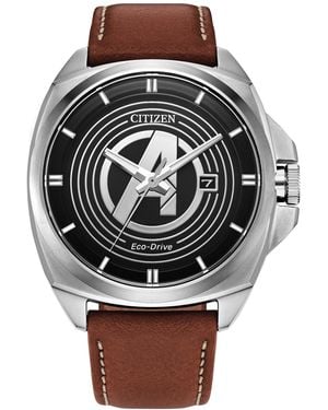 Citizen Eco-drive Marvel Classic Avengers Legacy Leather Strap Watch 42mm - Gray
