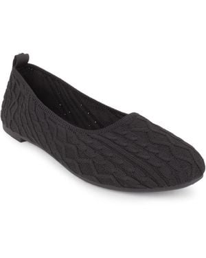 Tahari Cannes Cableknit Slip-on Flats - Black