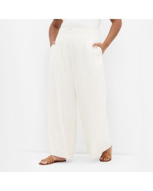 City Chic Plus Size Abbie Linen Pant - White