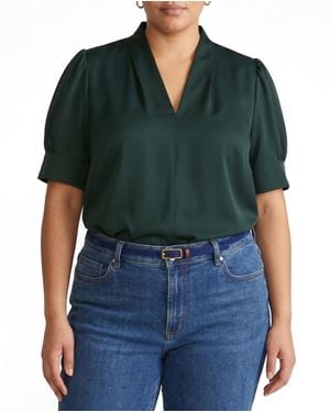UNIVERSAL STANDARD Plus Size Beatrice Soft Satin Top - Green