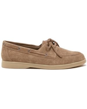Reiss Lola Suede Flat Boat Shoes - Brown