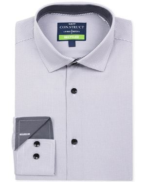Con.struct Slim Fit Micro Geo 4-way Stretch Performance Dress Shirt - Blue