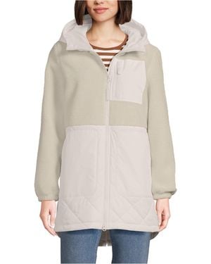 Lands' End High Pile Fleece Quilted Mixed Media Parka - Gray
