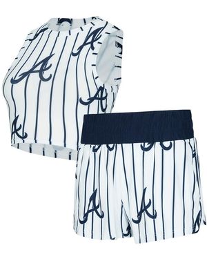 Concepts Sport  Atlanta Braves Pinstripe Record Tank And Shorts Set - Blue