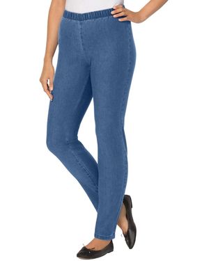 Woman Within Within Tall Pull-on Elastic-waist Stretch Fineline Denim Jeans - Blue