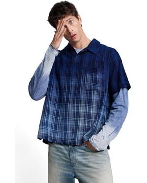 Desigual Checkered Polo T-shirt - Blue