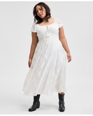 And Now This Trendy Plus Size Lace Maxi Dress - White