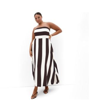 City Chic Simone Strapless Stripe Maxi Dress - White