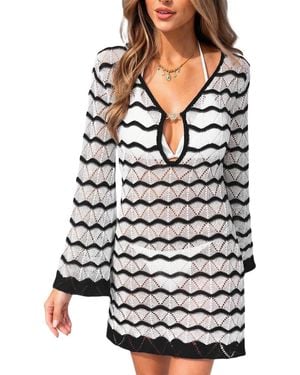 CUPSHE Here And Now Striped Cover-up Dress - White