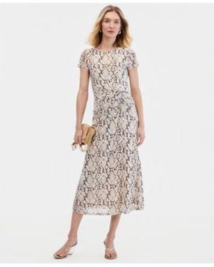 purple floral dress for women Naomi Short Sleeve Dress-Purple Thistle, Flower Lattice