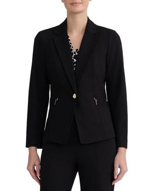 Kasper One-button Notch Collar Blazer - Blue