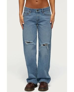 Edikted Juju Distressed Low-rise baggy Jeans - Blue