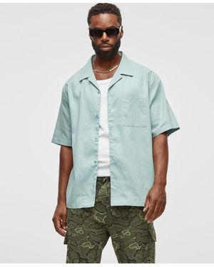 Mode Of One Textured Short-sleeve Button-front Shirt - Green