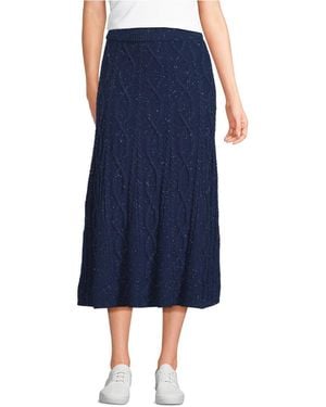 Lands' End Cozy Lofty Cable Fluted Midi Sweater Skirt - Blue