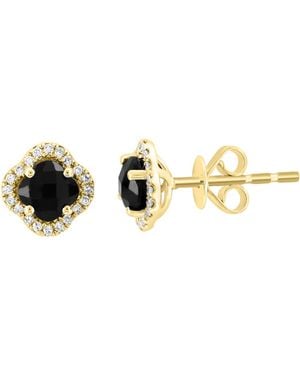 Effy Diamond And Onyx Stud Earrings (1/10 Ct. T.w. - Metallic