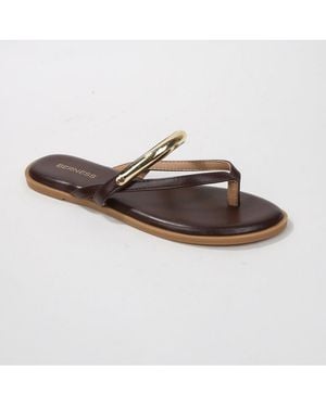 BERNESS Kara Metal Ring Thong Sandals - White