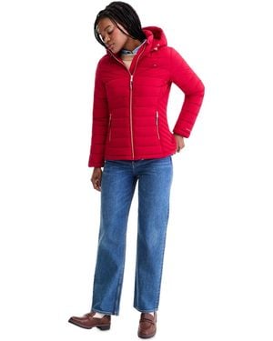 Tommy Hilfiger Hooded Packable Puffer Coat - Red