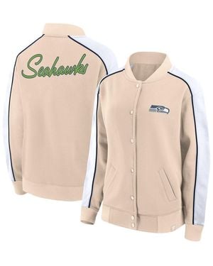 Fanatics Seattle Seahawks Lounge Full-snap Varsity Jacket - Natural