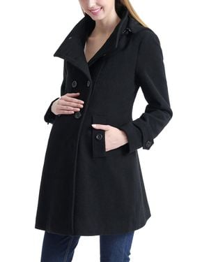 Kimi + Kai Kimi + Kai Maternity Penelope Wool Blend A-lined Coat - Blue