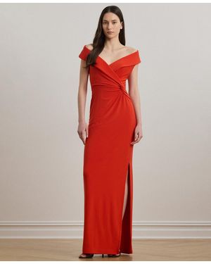 Ralph Lauren Jersey Off-the-shoulder Gown - Red