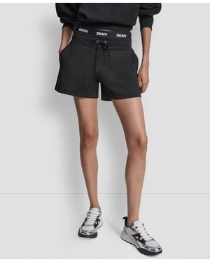 DKNY High-rise Logo Elastic Waist Shorts - Black