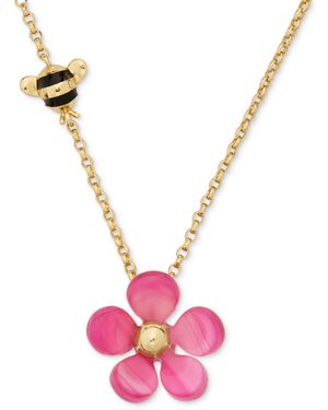 Kate Spade Gold-tone Summer Daze Flower Short Pendant Necklace - Pink