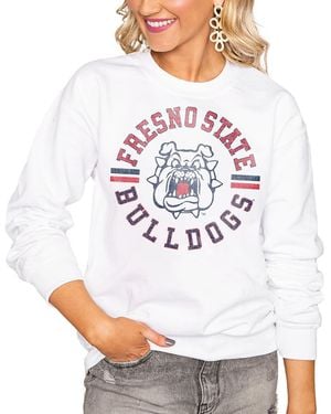 Gameday Couture Fresno State Bulldogs Oversized Vintage Days Perfect Crew Sweatshirt - White