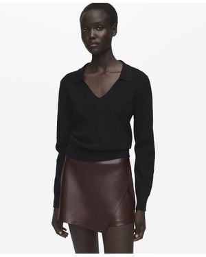 Mango Leather-effect Skort - Black
