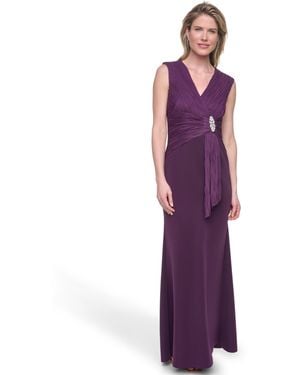 jessica howard purple dress Jessica Howard Womens V Neck Embellished Evening Dress Purple 6