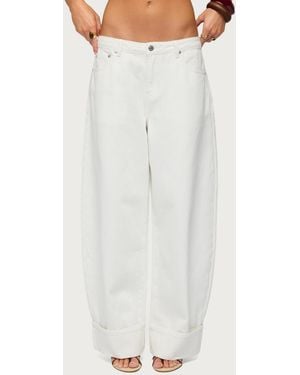 Edikted Kella Low Rise baggy Jeans - White
