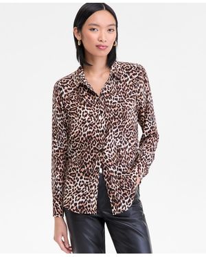 INC International Concepts Leopard-print Shirt - Red