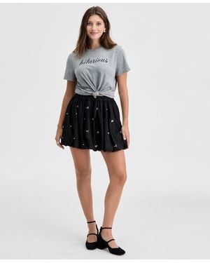 On 34th Embellished Bubble-hem Mini Skirt - Black